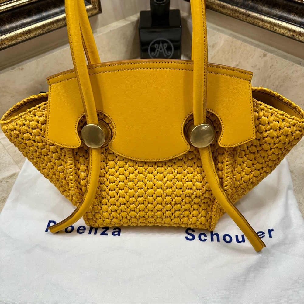 PROENZA SCHOULER Woven Raffia and Leather Tote Bag🌸 - Picture 14 of 15